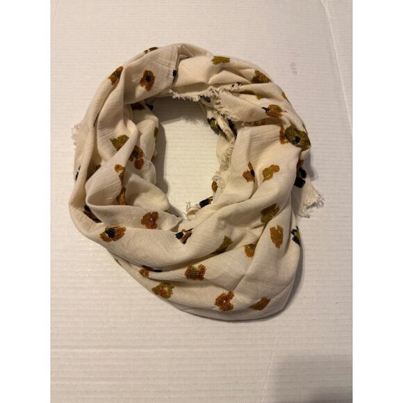 Madewell Feline Floral Jacquard Square Cream Scarf 41 X 42 NWOT - Picture 1 of 9